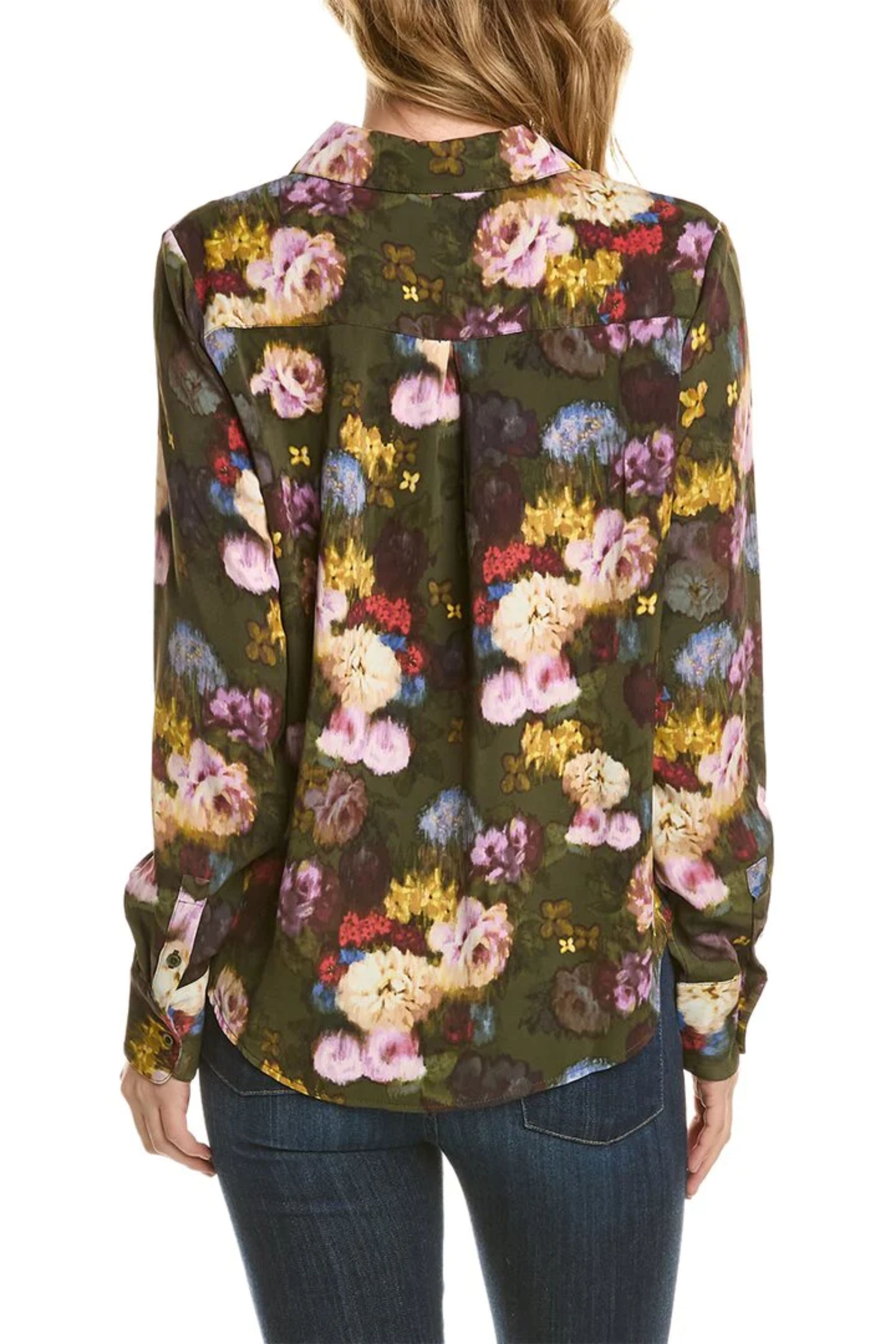 Womens Button Down Shirt Floral Top Nicole Miller Ladies Clothing