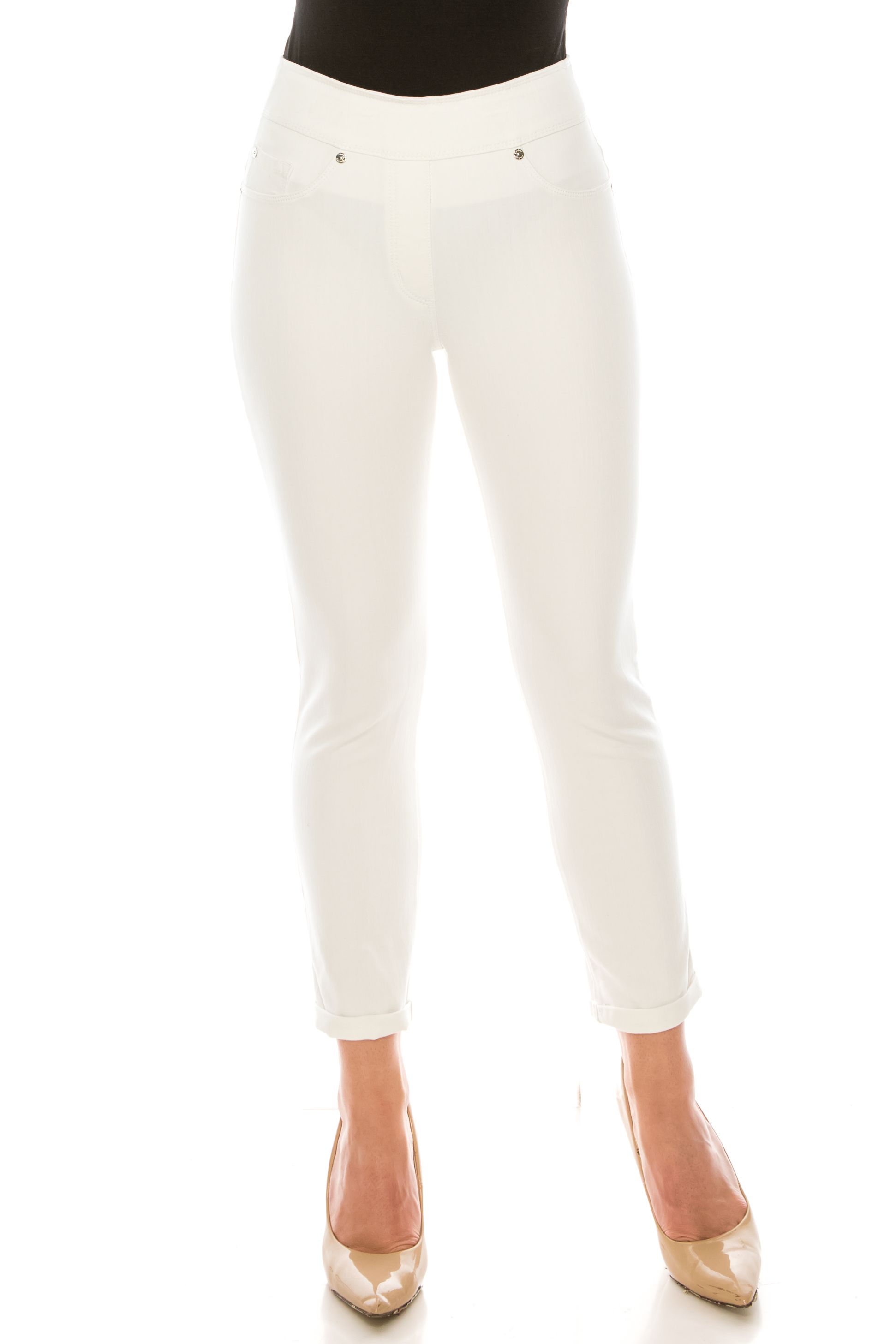 Nygard Slims White Denim Crop Pants