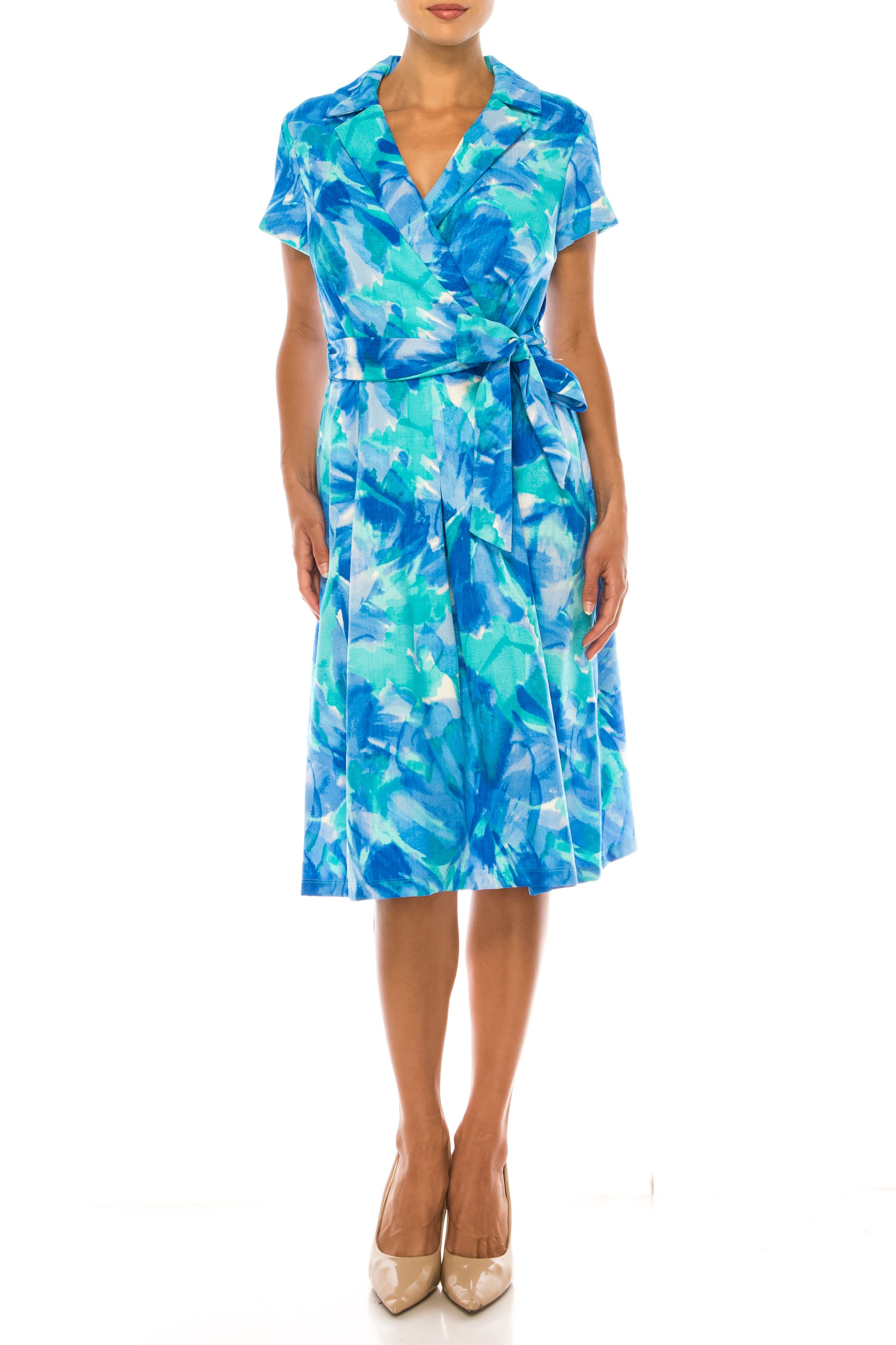 Short Sleeve Dress Faux Wrap Dress Shelby Palmer Wholesale Boutique Clothing