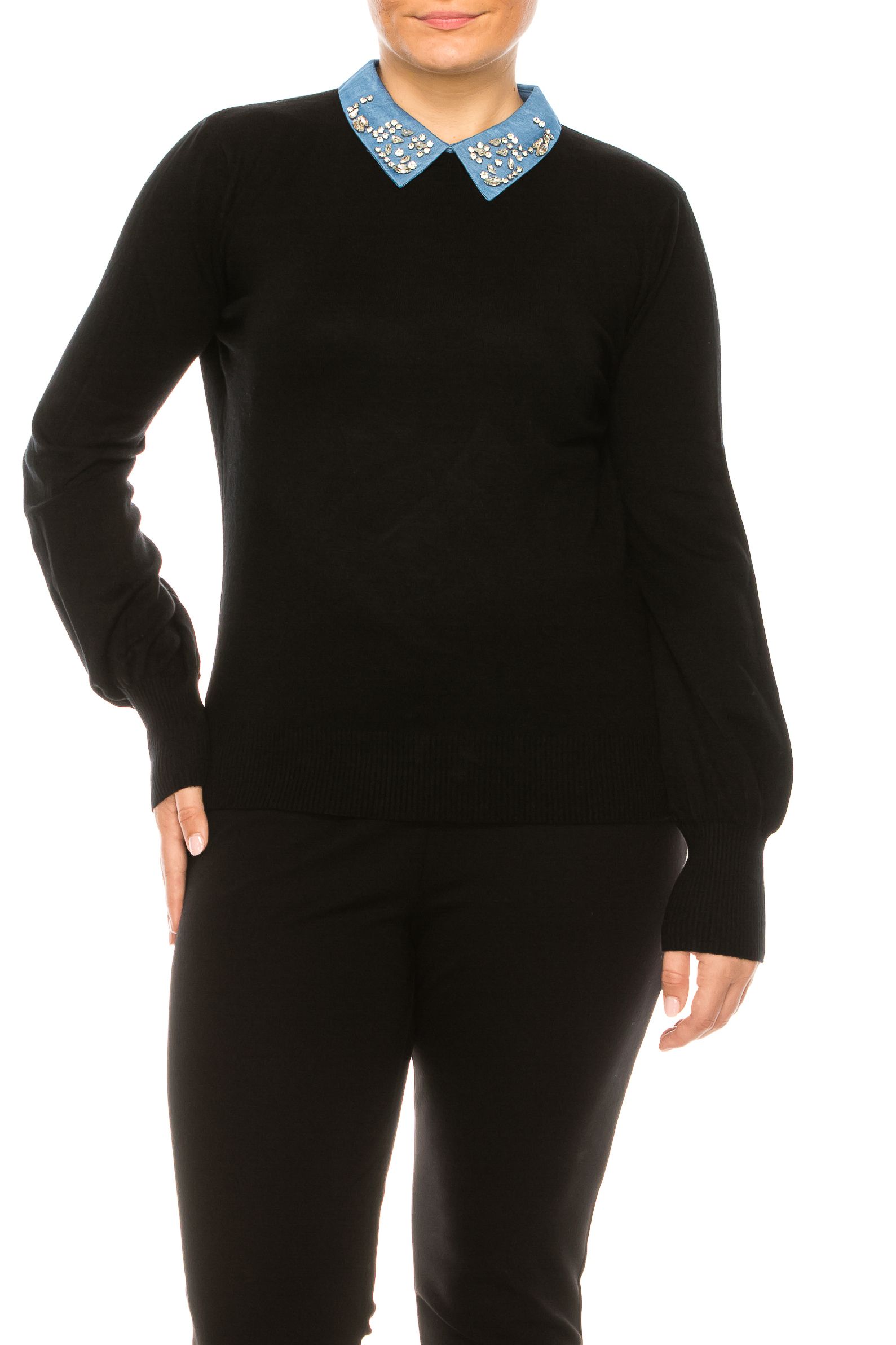 Long sleeve sweater outlet with collar