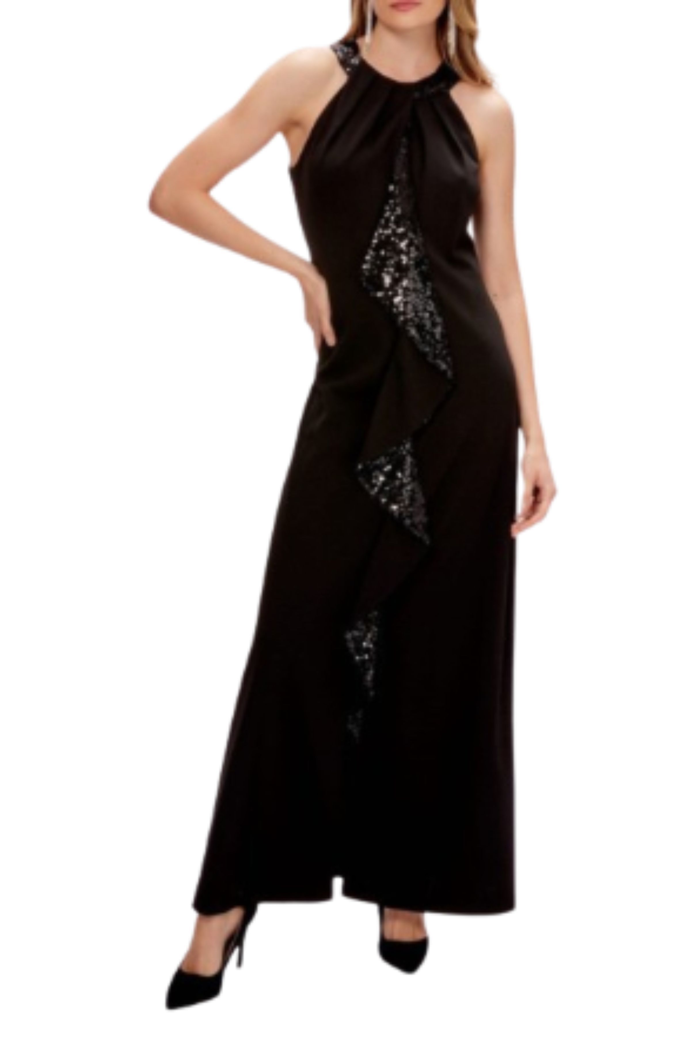 Halter Evening Dress Sequined Dress SLNY Wholesale Apparel Vendors