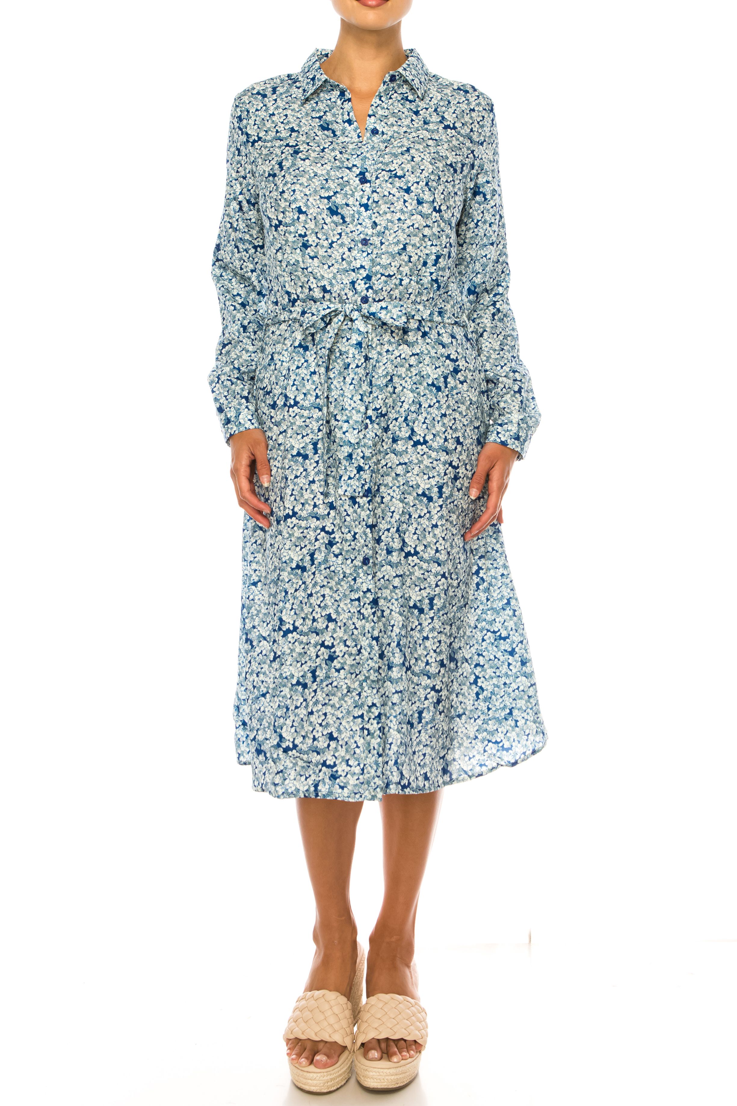 Long Sleeve Dress Belted Shirt Dress Vivid Wholesale Boutique Apparel
