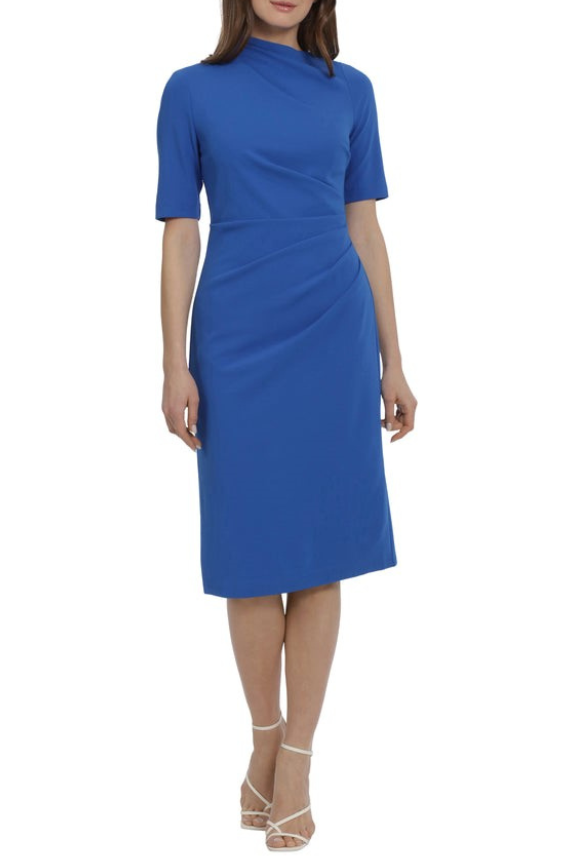 Maggy London Women's Pleated Skirt Dress - Printed Georgette, Elbow Sleeves, Detachable Sash, Occasion Wear - View #7