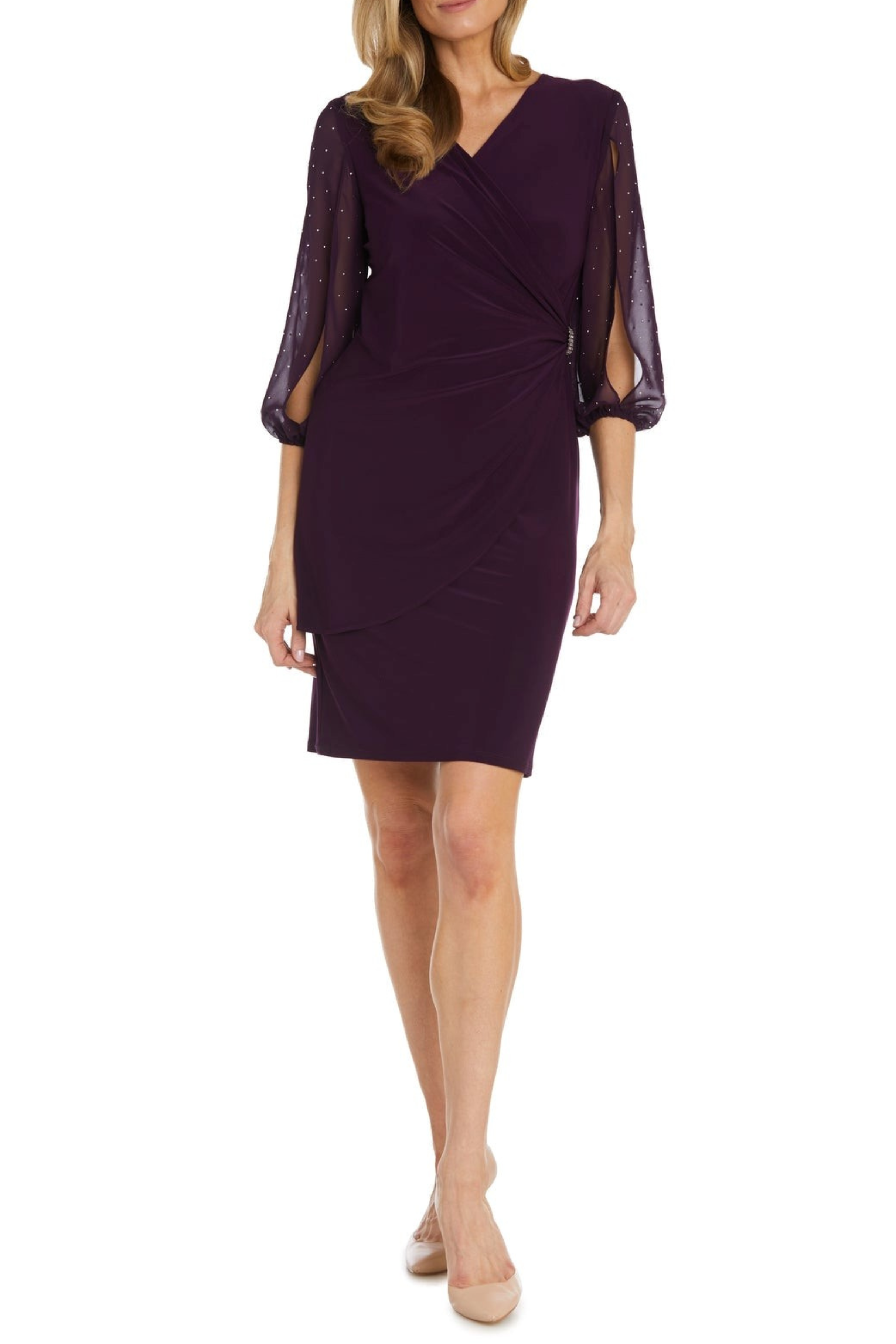 Short Evening Dress Studded Sleeve Dress RM Richards Wholesale Boutique